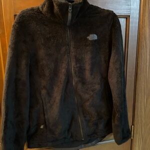The North Face Womens Med Circular Design Black High Pile Fleece Full Zip Jacket